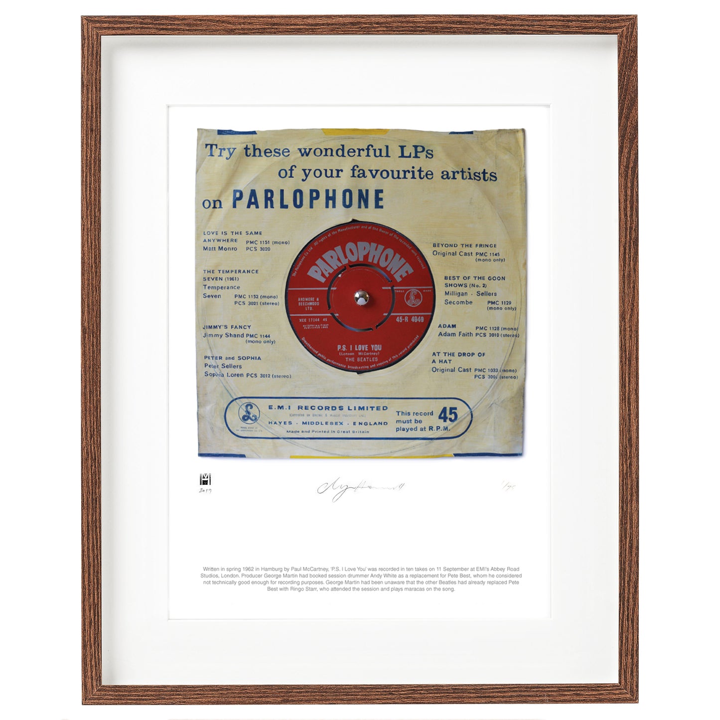 "P.S I Love You'' by The Beatles Limited Edition Prints of Original Painting
