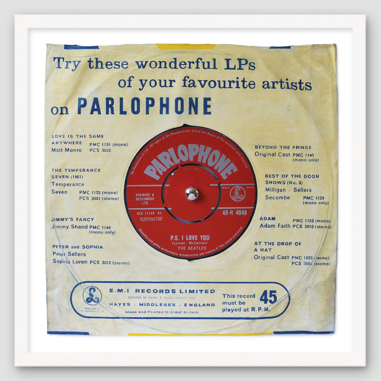 "P.S I Love You'' by The Beatles Limited Edition Prints of Original Painting