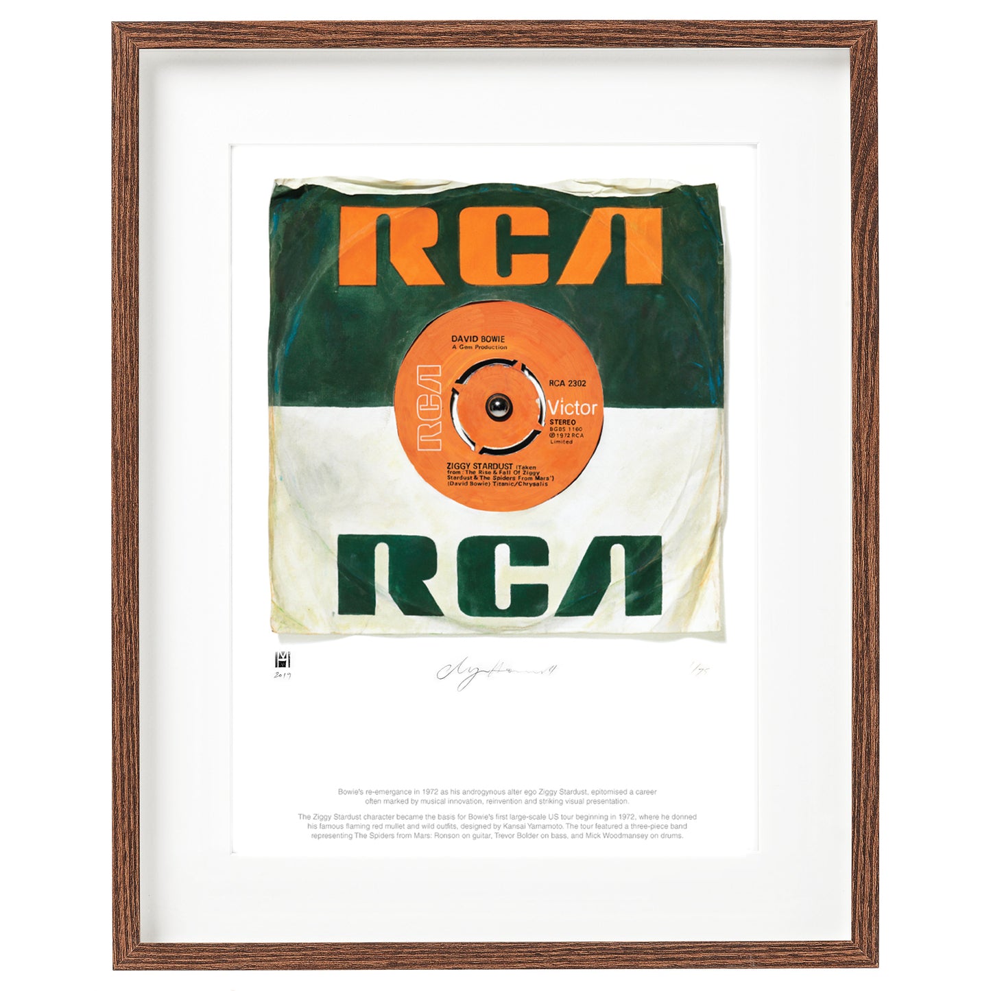 "Ziggy Stardust'' by David Bowie Limited Edition Prints of Painted Single