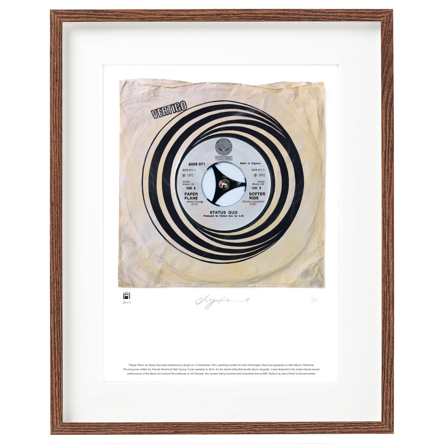 ''Paper Plane'' by Status Quo Limited Edition Prints of Original Painting