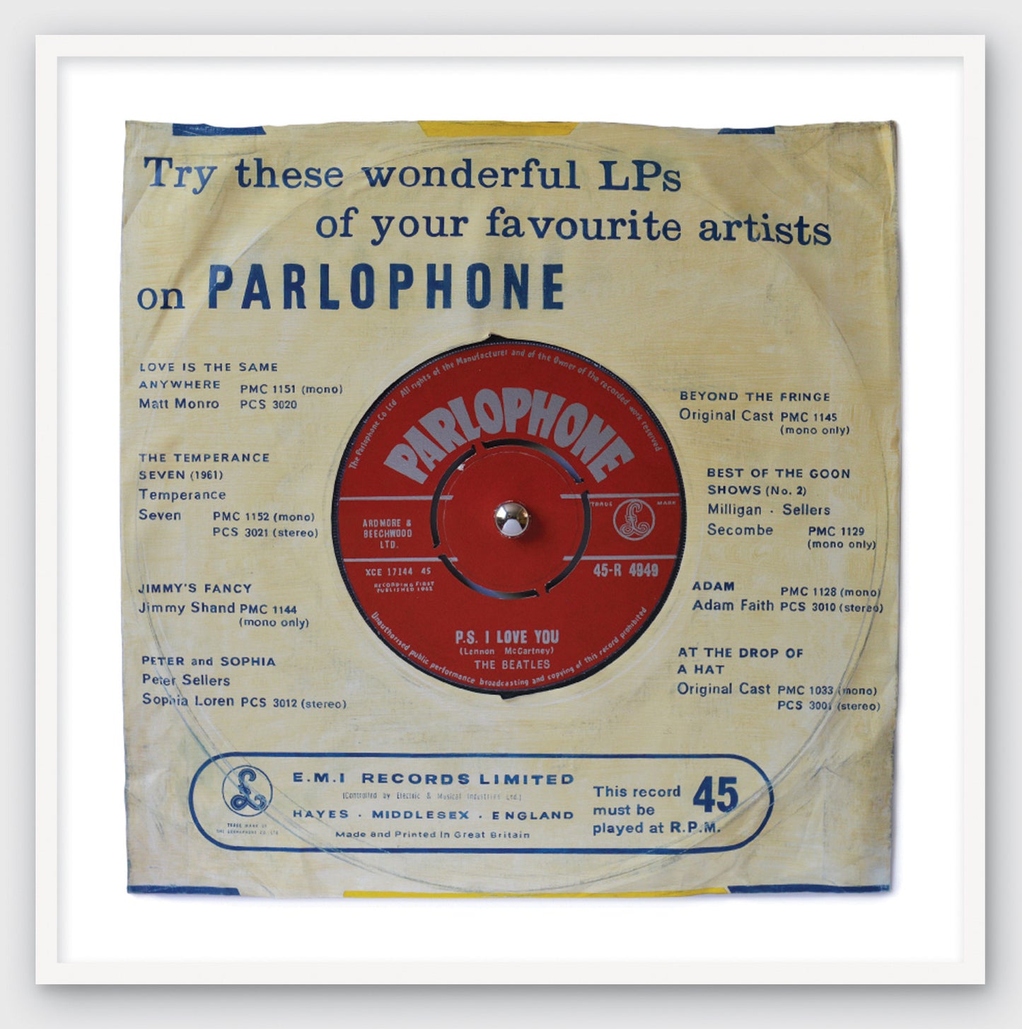 "P.S I Love You'' by The Beatles Limited Edition Prints of Original Painting